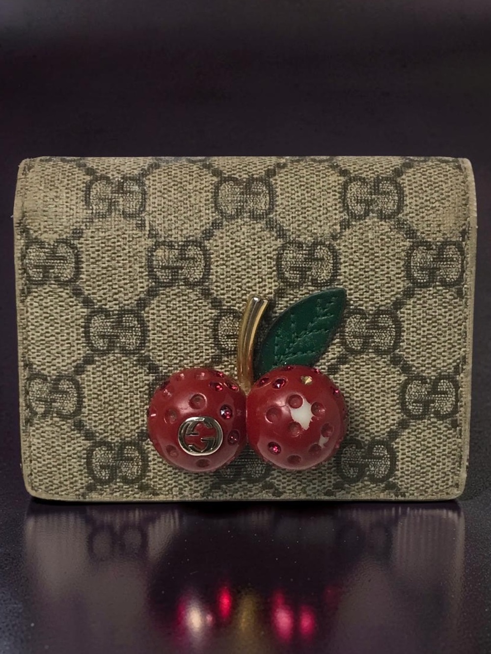 GUCCI GG Supreme 3D Cherry Compact Wallet 😍✨🍒🔥